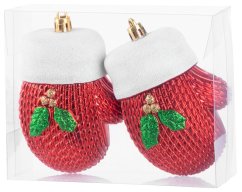 MagicHome Weihnachtsdekoration, Set, 2 Stück, 10 cm, Handschuhe, rot, für den Weihnachtsbaum