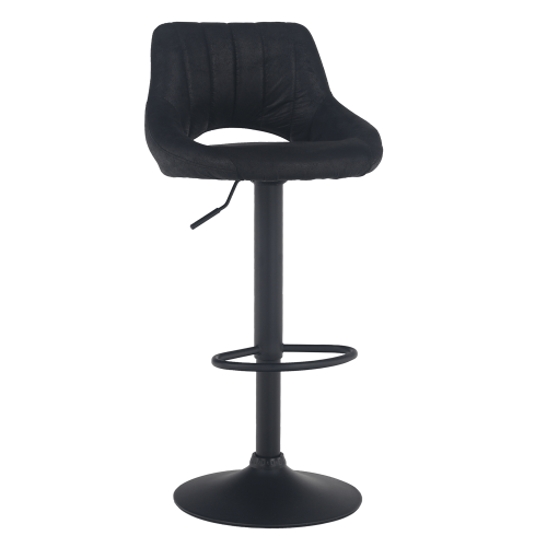Barski stol, črna tkanina z efektom brušenega usnja, LORASA