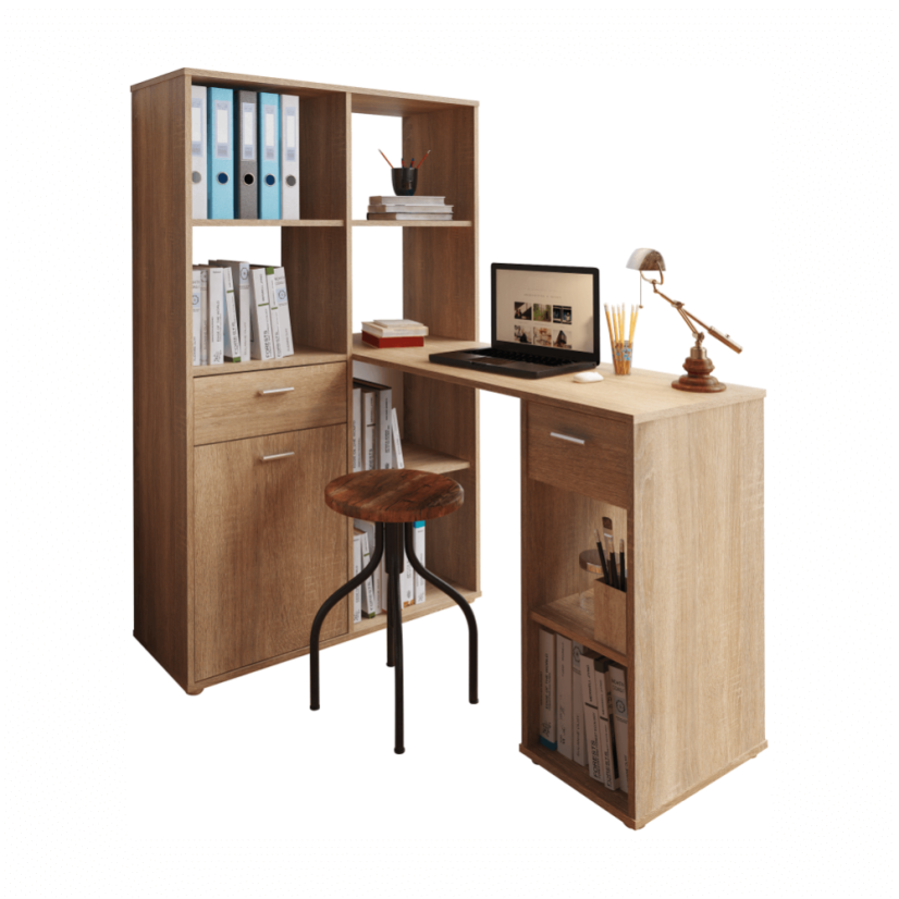 PC-Tisch mit Ablage, Sonoma-Eiche, MINESON