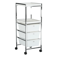 Premični regal, bela/krom, CORFU