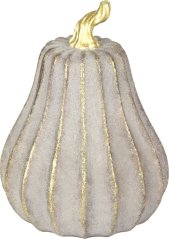 Dekorácia MagicHome Nature, tekvica, polyresin, zlato-sivá, 16,2x16,2x21,4 cm