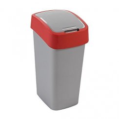 Koš Curver® FLIP BIN 9 lit., šedostříbrný/červený, na odpad