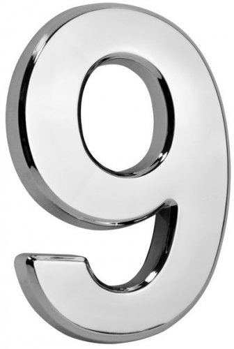 MagicHome numărul „9”, acasă, cu bandă adezivă, argintiu, 70x100 mm, ABS