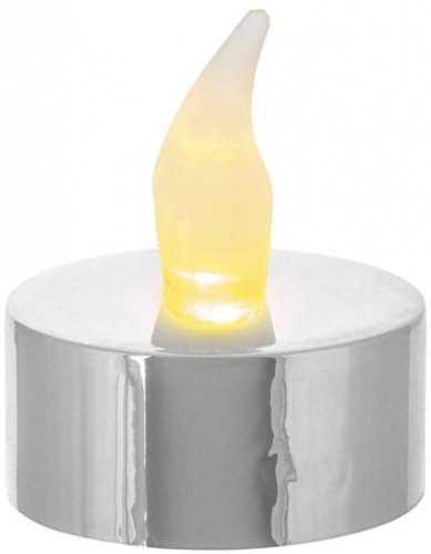 Lumanari de Craciun MagicHome, ceai LED, set de 2, argintiu, pentru mormant, flacara in miscare