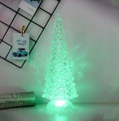 MagicHome karácsonyi dekoráció, fa, LED, színváltó, PE, 3xAAA, belső, 10,50x30 cm