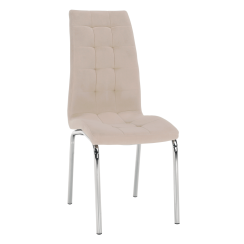 Krzesło do jadalni, beżowa tkanina Dulux Velvet/chrom, GERDA NEW