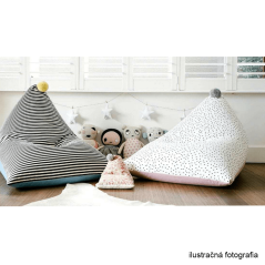 Fotoliu tip sac, alb/roz/gri, POMPOM