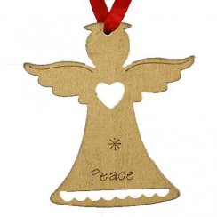 Ozdoba świąteczna MagicHome, Angel PEACE, wisząca, złota, opakowanie. 5 sztuk