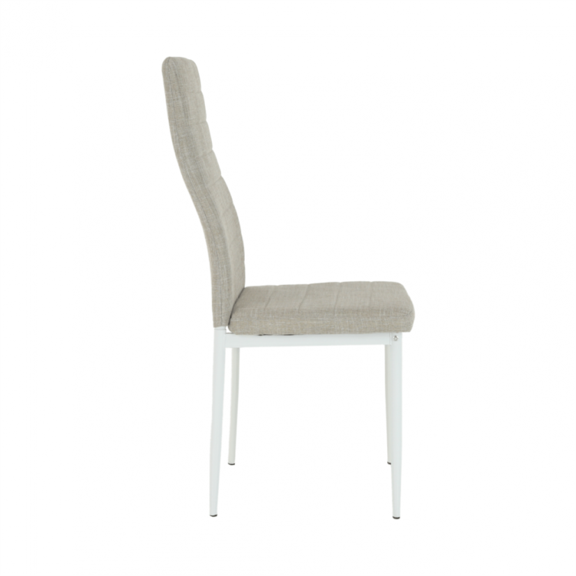 Stuhl, beige Stoff/weißes Metall, COLETA NOVA