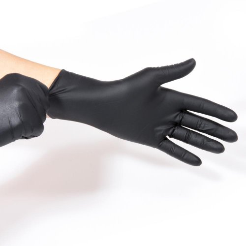 Rękawiczki jednorazowe (nitrylowe) bezpudrowe czarne M (100 szt.)
