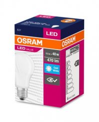 Žiarovka OSRAM® LED FR 040 (ean7081) non-dim, 5W/840 E27 4000K Value CLASSIC A