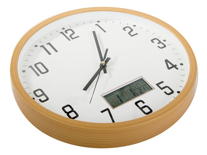 Nástenné hodiny veľké tiché 30 cm okrúhly ukazovateľ dátum teplota sekundy
