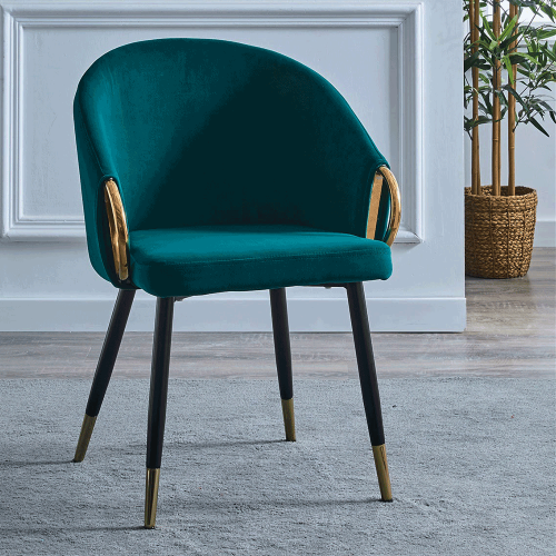 Dizajnerska fotelja, smaragd Velvet tkanina/zlato krom zlato, DONKO