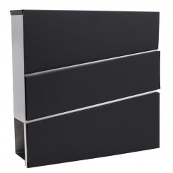 Briefkasten 37x10x37cm, rechteckig schwarz und silber, XL-TOOLS
