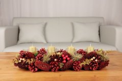 Ikebana MagicHome Weihnachten, Natur, Rot, Advent, 50x16x9 cm