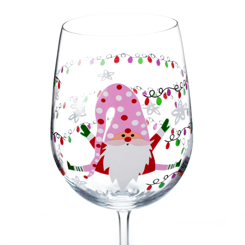 TEMPO-KONDELA TIPSY TRIO, sklenice na víno, set 3 ks, 450 ml, čiré se zimním motivem