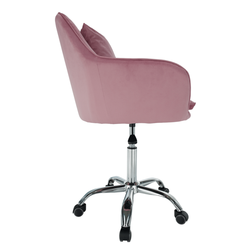 Bürostuhl, rosa Samtstoff/Chrom, KLIAN