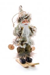 Dekorace MagicHome Vánoce, Santa na lyžích, závěsný, 18 cm
