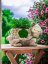 Decor MagicHome, Broasca testoasa cu ghiveci de flori, ceramica, naturala, 38x29,5x25 cm
