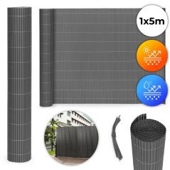 Covor de bambus cu două fețe 100x500 cm pentru balcon, terasă, gard Antracit MultiGarden