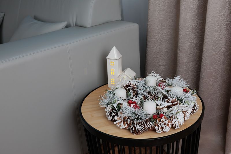 MagicHome Weihnachtskranz, mit schneebedeckten Brombeersträuchern, Advent, 31x8,5 cm