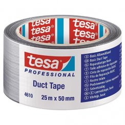 tesa® BASIC Duct Tape, lepilni, srebrn, tekstil, 50 mm, L-25 m