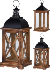 Lanterna svijećnjak 16x16x41 cm drvo/metal smeđe-crna mješavina