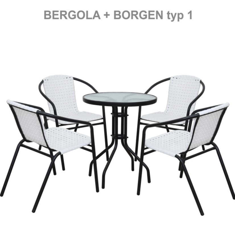 Esstisch, schwarzer Stahl/gehärtetes Glas, BORGEN TYP 2