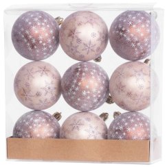 Bombki MagicHome, 9 szt., brązowe, matowe, z dekoracją, na choinkę, 6 cm