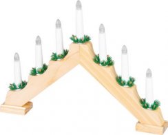 Svietnik MagicHome Vianoce, 7x LED teplá biela, imitácia dreva, 2xAA, interiér, 39x4,5x29 cm