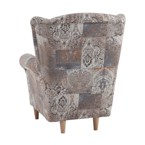 Fotelj s taburejem, tkanina vintage vzorec, ASTRID