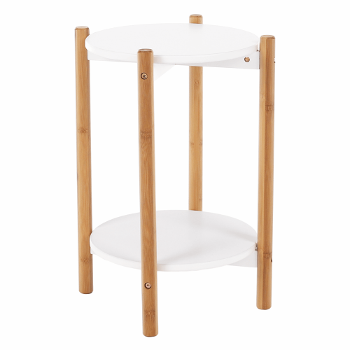 Stolik pomocniczy/stolik nocny, biały/naturalny, BAMP