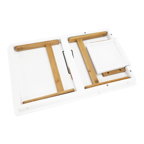 Stolić za prijenosno računalo/držač za tablet, bijela/prirodni bambus, MELTEN