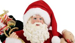 MagicHome Weihnachtsdekoration, Weihnachtsmann mit Geschenken und Teddybär, rot, 46 cm