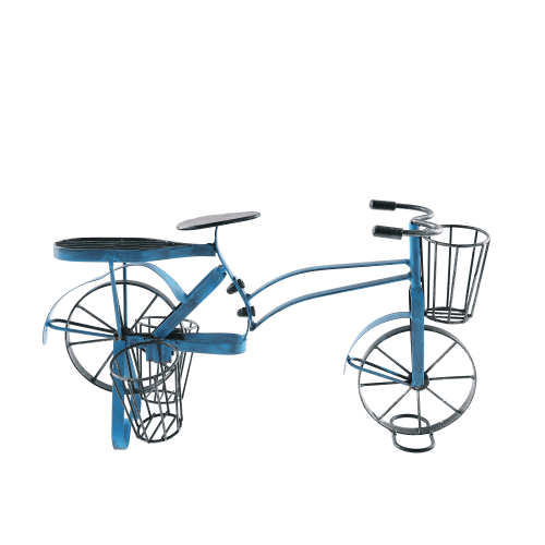 Retro kvetináč v tvare bicykla, čierna/modrá, ALBO