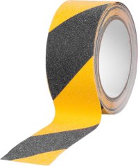 Banda Strend Pro, 50 mm, L-5 m, adeziva, anti-alunecare, extra rezistenta, neagra/galben