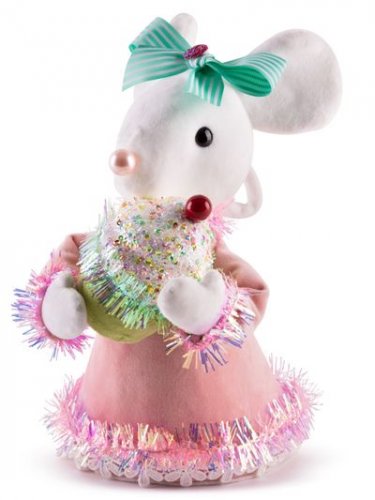 Dekoracija MagicHome Christmas Candy Line, miš, roza, 27 cm