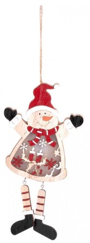 Decor de Crăciun MagicHome, Om de zăpadă, LED, suspendat, MDF, 12,5x2x23,5 cm