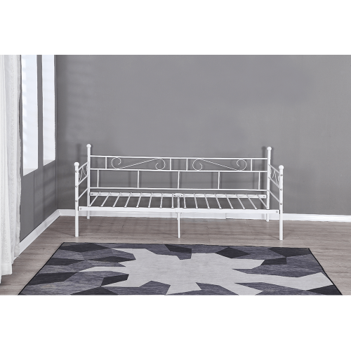 Sofa metalowa - pojedyncze łóżko, biała, 90x200, ROZALI