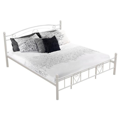 Łóżko metalowe z rusztem z listewek, 180x200, białe, BRITA NEW