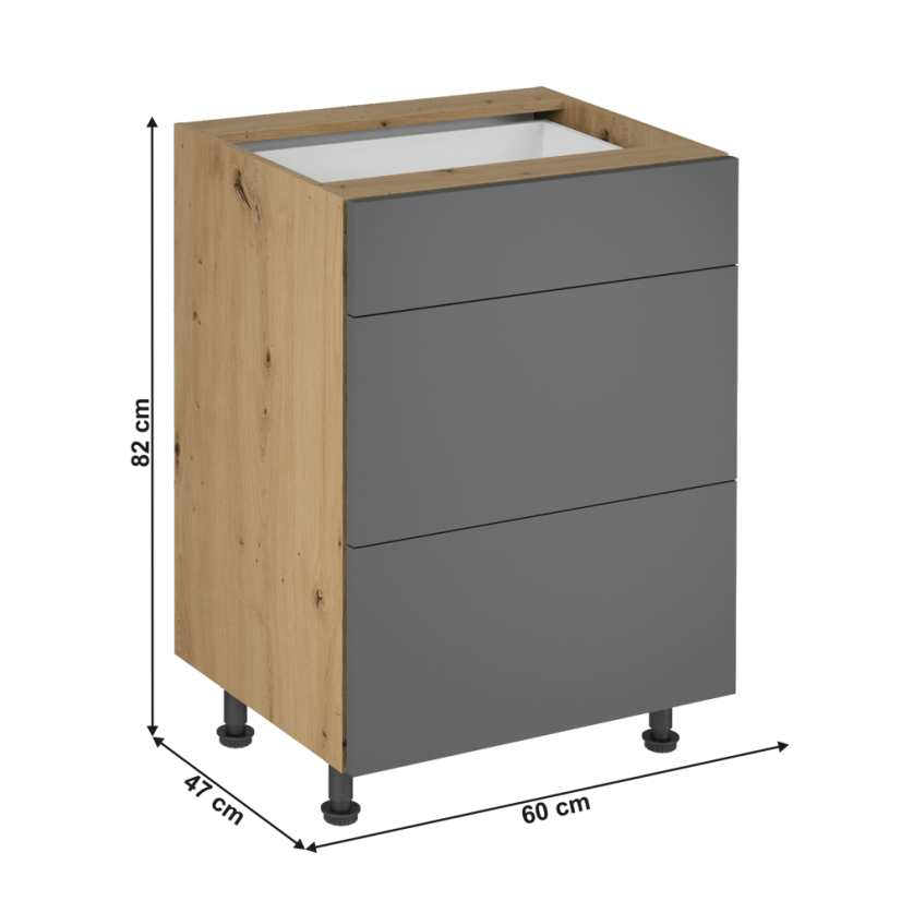 Unterschrank, Artisan-Eiche/Graumatte, LANGEN D60S3