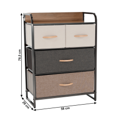 Kommode mit Stoffschubladen, beige/braun, HAZEL TYP 2