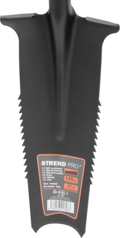 MW1-4ML Wurzelspaten, Sägezähne, HRC40-47, Holzgriff