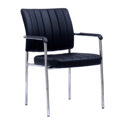 Krzesło konferencyjne, czarna skóra ekologiczna/chrom, FLORIN