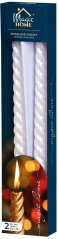 MagicHome Weihnachtskerze, 25 cm, Packung. 2 Stück, weiß, spiralförmig, gedreht