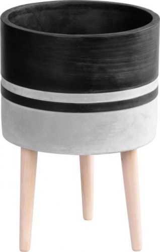 Dekoracja MagicHome, Doniczka, jasny/ciemny brąz, cement, z nogami, 22x22x31 cm