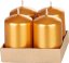 MagicHome Weihnachtskerze, 4x6 cm, zylindrisch, Packung. 4 Stk., Gold, Metallic-Effekt, Advent