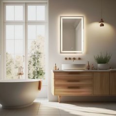 LED oglindă de baie pentru perete 50x70 cm 3 culori ModernHome comutator tactil