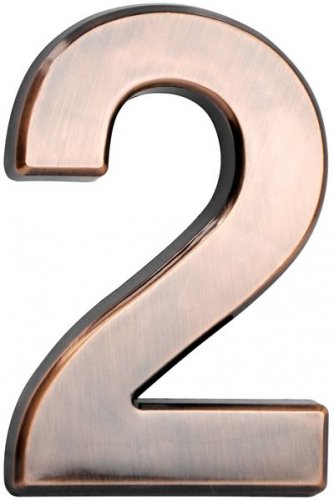 Číslo MagicHome ´2´, domové, s lepiacou páskou, bronzové, 70x100 mm, ABS