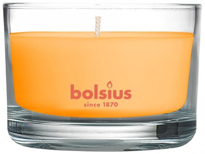 Gyertya Bolsius Jar True Scents 50/80 mm, illatos, mangó, üvegben